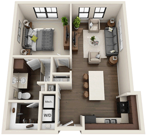 A2 - One Bedroom / One Bath - 737 Sq. Ft.*